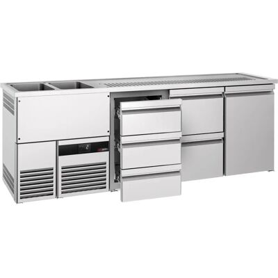 GGM Gastro - Biervitrine 2,5x0,7m - Zilver - 1 deur 5 laden - Bierkast GGM Gastro - Biervitrine 2,5x0,7m - Zilver - 1 deur 5 laden - Bierkast