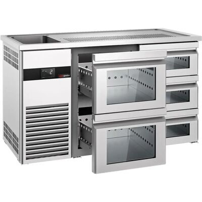 GGM Gastro - Bierbar 1.55 x 0.70 m - 5 glazen lades GGM Gastro - Bierbar 1.55 x 0.70 m - 5 glazen lades