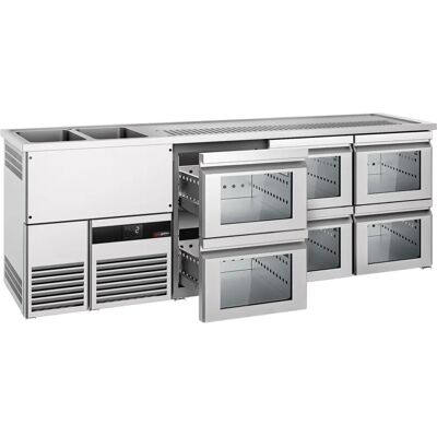 GGM Gastro Biervitrine 2,5 x 0,7 m - 6 glazen lades - biercounter GGM Gastro Biervitrine 2,5 x 0,7 m - 6 glazen lades - biercounter