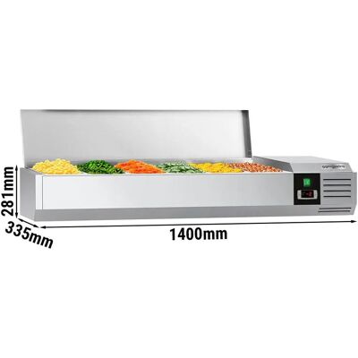 GGM Gastro PREMIUM 1400x335mm - 6x GN 1/4 - Roestvrij staal - Koelvitrine GGM Gastro PREMIUM 1400x335mm - 6x GN 1/4 - Roestvrij staal - Koelvitrine