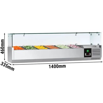 GGM Gastro - Koelopzetvitrine PREMIUM - 1400x335mm - 6x GN 1/4 - Koelvitrine GGM Gastro - Koelopzetvitrine PREMIUM - 1400x335mm - 6x GN 1/4 - Koelvitrine
