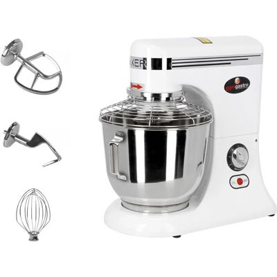 GGM Gastro - Planetair Mengtoestel - 5L - 330W - 3 Accessoires - Wit/Zilver GGM Gastro - Planetair Mengtoestel - 5L - 330W - 3 Accessoires - Wit/Zilver