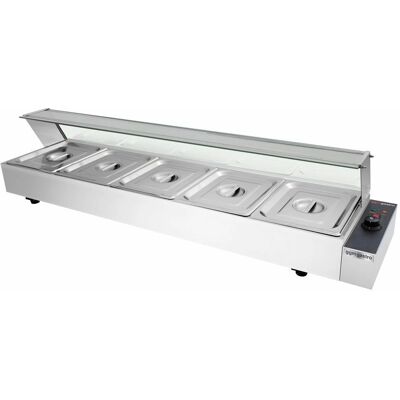 GGM Gastro - Opzet bain-marie met glazen deksel - 5 GN 1/2 - 1.80 kW - Bain-marie warmer GGM Gastro - Opzet bain-marie met glazen deksel - 5 GN 1/2 - 1.80 kW - Bain-marie warmer