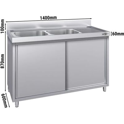 GGM GASTRO - RVS Keukenspoelbak - 1400x600mm - 2 bakken links GGM GASTRO - RVS Keukenspoelbak - 1400x600mm - 2 bakken links
