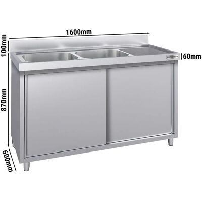 GGM GASTRO - Spoelbak ECO - 1600x600mm - 2 spoelbakken - RVS - Keukenspoelbak en kast GGM GASTRO - Spoelbak ECO - 1600x600mm - 2 spoelbakken - RVS - Keukenspoelbak en kast