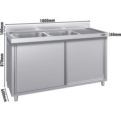 GGM GASTRO RVS Spoelbak - 1800x600mm - 2 Bakken - Hoge Belasting GGM GASTRO RVS Spoelbak - 1800x600mm - 2 Bakken - Hoge Belasting