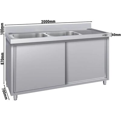 GGM Gastro Eco RVS keukenwasbak - 2000x700mm - 2 bakken GGM Gastro Eco RVS keukenwasbak - 2000x700mm - 2 bakken
