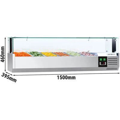 GGM Gastro PREMIUM - 1500x595mm - 5x GN 1/5 + 1x GN 1/2 - Zilver - Koelvitrine GGM Gastro PREMIUM - 1500x595mm - 5x GN 1/5 + 1x GN 1/2 - Zilver - Koelvitrine