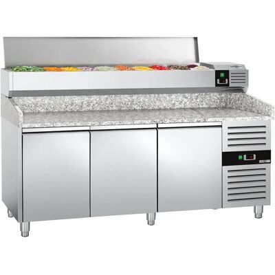 GGM GASTRO - Koelbare pizzatafel - 2000x800mm - 3 deuren - Koelvitrine - Zilver GGM GASTRO - Koelbare pizzatafel - 2000x800mm - 3 deuren - Koelvitrine - Zilver