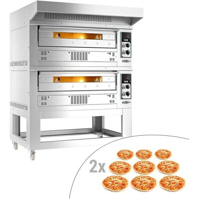 GGM Gastro - Gas-Pizzaoven - 9+9x 33cm - Handmatig - Afzuigkap & support inbegrepen - Zilver GGM Gastro - Gas-Pizzaoven - 9+9x 33cm - Handmatig - Afzuigkap & support inbegrepen - Zilver