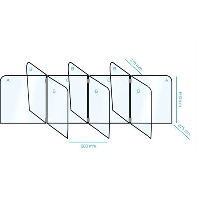 GGM Gastro - Table separator - Transparant - 8 stations - Werkstation GGM Gastro - Table separator - Transparant - 8 stations - Werkstation
