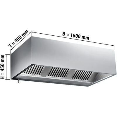 GGM Gastro - Muurmodel kubieke afzuigkap 1,6 m met filter en lamp - Zilver GGM Gastro - Muurmodel kubieke afzuigkap 1,6 m met filter en lamp - Zilver