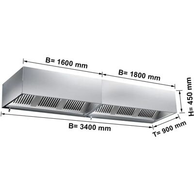 GGM Gastro - Wandafzuigkap kubus statisch 3,4 m - met filter en lamp - Keukenkap GGM Gastro - Wandafzuigkap kubus statisch 3,4 m - met filter en lamp - Keukenkap