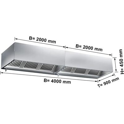 GGM Gastro - Wandkap 4,0 m - Filter & Licht - Europa GGM Gastro - Wandkap 4,0 m - Filter & Licht - Europa