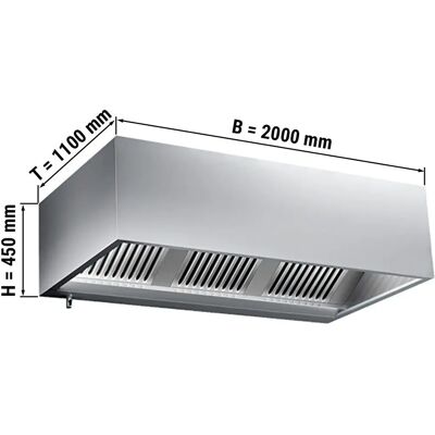GGM Gastro 2,0 m Wandafzuigkap met filters & verlichting - Europa GGM Gastro 2,0 m Wandafzuigkap met filters & verlichting - Europa