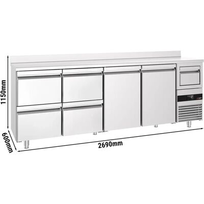 GGM Gastro - PREMIUM 2690x600 - 2 deuren - 4 lades - Argent - Tafel GGM Gastro - PREMIUM 2690x600 - 2 deuren - 4 lades - Argent - Tafel
