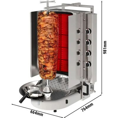 GGM GASTRO - Gas gyros/döner grill - met ROBAX glas - 8 branders - max. 75 kg - Zilver GGM GASTRO - Gas gyros/döner grill - met ROBAX glas - 8 branders - max. 75 kg - Zilver