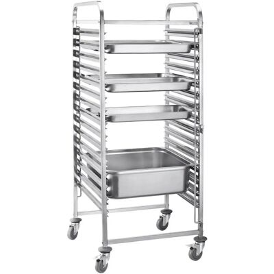 GGM Gastro - TWH1611N - 16x GN 1/1 - Zilver - Dienbladenwagen GGM Gastro - TWH1611N - 16x GN 1/1 - Zilver - Dienbladenwagen