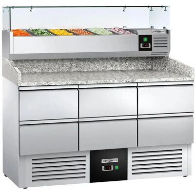 GGM Gastro - Koel pizza tafel PREMIUM - 1400x700mm - met 6 lades 1/2 GGM Gastro - Koel pizza tafel PREMIUM - 1400x700mm - met 6 lades 1/2
