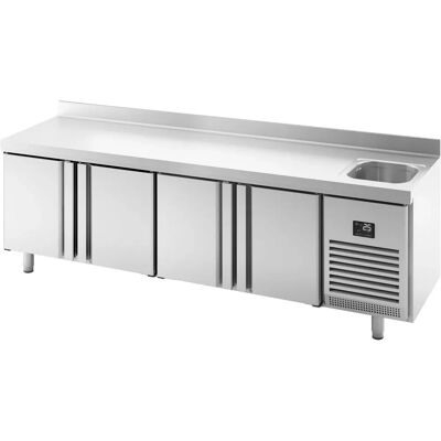 GGM Gastro - Koelbare Tafel Premium Plus - 2452x700mm met gootsteen & 4 deuren GGM Gastro - Koelbare Tafel Premium Plus - 2452x700mm met gootsteen & 4 deuren