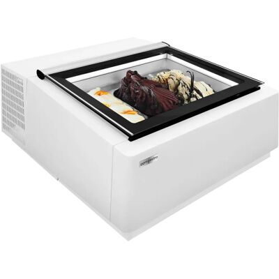 GGM Gastro Ijsvitrine - 670mm - Statisch - voor 3x 5 liter ijscontainers - Dekselopening aan de klantzijde Wit / Zwart GGM Gastro Ijsvitrine - 670mm - Statisch - voor 3x 5 liter ijscontainers - Dekselopening aan de klantzijde Wit / Zwart