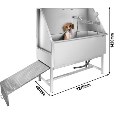 Dierenverzorgingsbad GGM Gastro - Roestvrij staal, mobiele douche, antislip ramp Dierenverzorgingsbad GGM Gastro - Roestvrij staal, mobiele douche, antislip ramp