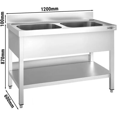 GGM Gastro - PREMIUM - 1200x600 mm - 2 spoelbakken in het midden - Spoelbak GGM Gastro - PREMIUM - 1200x600 mm - 2 spoelbakken in het midden - Spoelbak