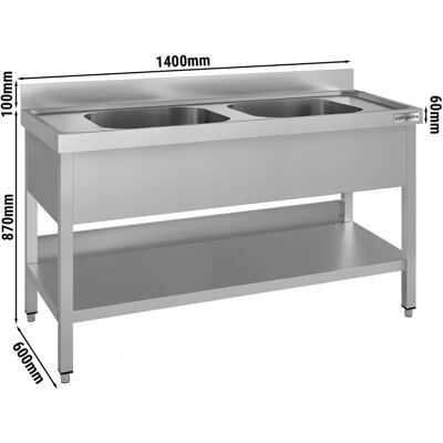 GGM Gastro - Évier ECO 1400x600 - 2 gootstenen - 970 mm - Woonwarenke GGM Gastro - Évier ECO 1400x600 - 2 gootstenen - 970 mm - Woonwarenke