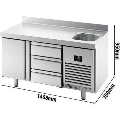 GGM Gastro - Premium PLUS koeltafel - 1468x700 mm - 1 bak, 3 laden GGM Gastro - Premium PLUS koeltafel - 1468x700 mm - 1 bak, 3 laden