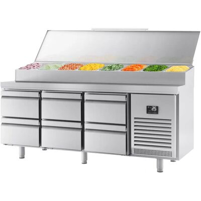 GGM Gastro - Compact roestvrijstalen koelkast - 1960x700mm - 6 lades - Met GN 1/2 & 9x GN 1/3 GGM Gastro - Compact roestvrijstalen koelkast - 1960x700mm - 6 lades - Met GN 1/2 & 9x GN 1/3