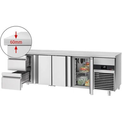 GGM Gastro - Premium Koeltoogstelling - 2330x700mm - Roestvrij staal, 3 deuren, 2 laden GGM Gastro - Premium Koeltoogstelling - 2330x700mm - Roestvrij staal, 3 deuren, 2 laden
