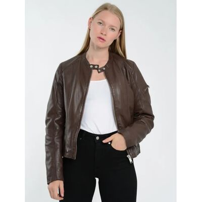 MUSTANG Ledermotorradjacke - Damen, XL, Dunkelbraun MUSTANG Ledermotorradjacke - Damen, XL, Dunkelbraun
