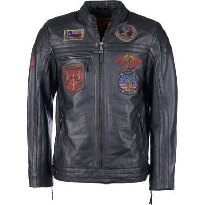 TOP GUN Leren Jas TGJ1005 - Heren Zwart TOP GUN Leren Jas TGJ1005 - Heren Zwart