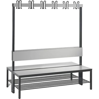 C+P Basic Plus Umkleidebank - Doppelseitig, HPL Sitz, Haken, Schuhgitter - 1500mm C+P Basic Plus Umkleidebank - Doppelseitig, HPL Sitz, Haken, Schuhgitter - 1500mm
