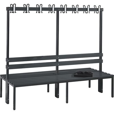 C+P BASIC Umkleidebank - Zwei Seiten, Kunststoff, 1960mm, grau/weiß C+P BASIC Umkleidebank - Zwei Seiten, Kunststoff, 1960mm, grau/weiß