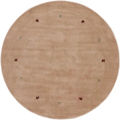 CARPETFINE Gabbeh Uni Wollteppich - Rund 200cm - Handgewebt, Tiermotive CARPETFINE Gabbeh Uni Wollteppich - Rund 200cm - Handgewebt, Tiermotive