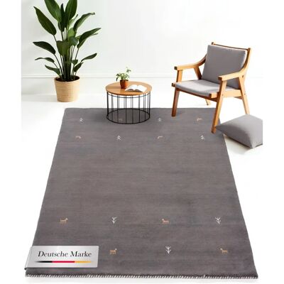 CARPETFINE Gabbeh Uni Grauer Teppich - Handgewebt, Natürliche Farbstoffe, 240x340cm CARPETFINE Gabbeh Uni Grauer Teppich - Handgewebt, Natürliche Farbstoffe, 240x340cm