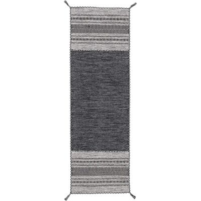 CARPETFINE Kelim Azizi - Wendeteppich Schwarz Baumwolle CARPETFINE Kelim Azizi - Wendeteppich Schwarz Baumwolle