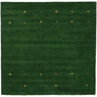 CARPETFINE Gabbeh-Uni Wollteppich 120x120cm Grün Handgewebt Flachgewebe - Teppich CARPETFINE Gabbeh-Uni Wollteppich 120x120cm Grün Handgewebt Flachgewebe - Teppich