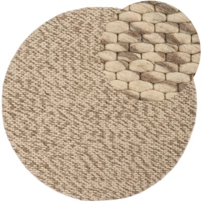 Carpetfine Sina Wollrundteppich - Wolle 80cm, 14mm, Handgewebt - Teppich Carpetfine Sina Wollrundteppich - Wolle 80cm, 14mm, Handgewebt - Teppich
