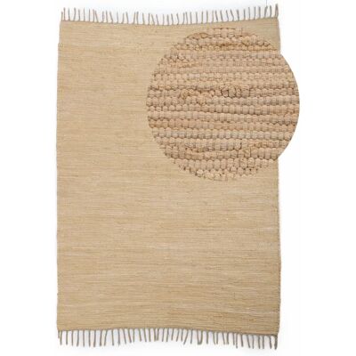 CARPETFINE Kelim Chindi Uni Beige Handgewebt - Teppich CARPETFINE Kelim Chindi Uni Beige Handgewebt - Teppich