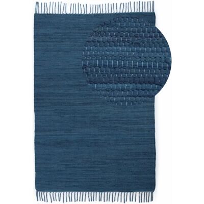 CARPETFINE Kelim Chindi uni Blau Handgewebter umweltfreundlicher Teppich - Teppich CARPETFINE Kelim Chindi uni Blau Handgewebter umweltfreundlicher Teppich - Teppich