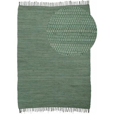 CARPETFINE Kelim Chindi uni Grün - Teppich CARPETFINE Kelim Chindi uni Grün - Teppich
