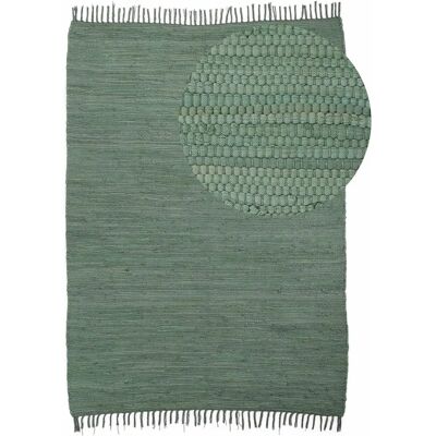 CARPETFINE Kelim Chindi uni Teppich - Handgewebt, Grün, 160x230cm CARPETFINE Kelim Chindi uni Teppich - Handgewebt, Grün, 160x230cm