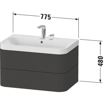 Duravit Happy D.2 Plus Wandwaschbecken - Graphit Supermatt Duravit Happy D.2 Plus Wandwaschbecken - Graphit Supermatt
