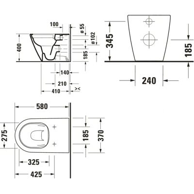 Duravit D-Neo WC - randlos, bodensteh, 4,5L, weiß Duravit D-Neo WC - randlos, bodensteh, 4,5L, weiß