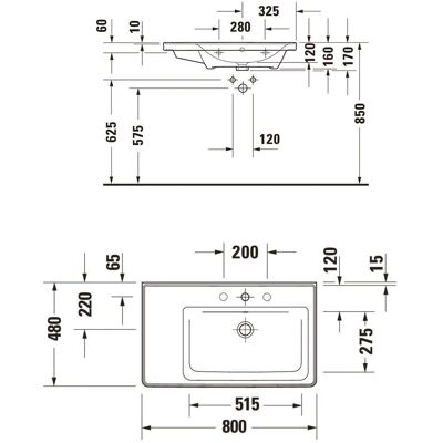 Duravit D-Neo Wandwaschtisch - Asymmetrisch, Weiß, Ohne Hahnloch Duravit D-Neo Wandwaschtisch - Asymmetrisch, Weiß, Ohne Hahnloch