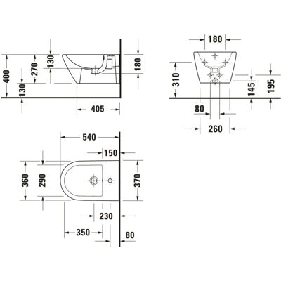 Bidet de perete Duravit D-Neo - Ceramică modernă minimalistă Bidet de perete Duravit D-Neo - Ceramică modernă minimalistă
