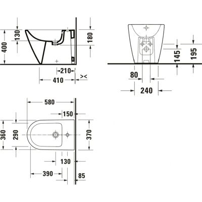 Bidet Duravit D-Neo - Alb, Pe perete, 370x650mm Bidet Duravit D-Neo - Alb, Pe perete, 370x650mm
