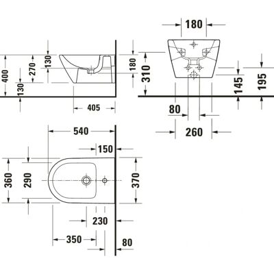 Bidet mural Duravit D-Neo - Montaj pe perete, 370x540x400mm, Alb lucios Bidet mural Duravit D-Neo - Montaj pe perete, 370x540x400mm, Alb lucios